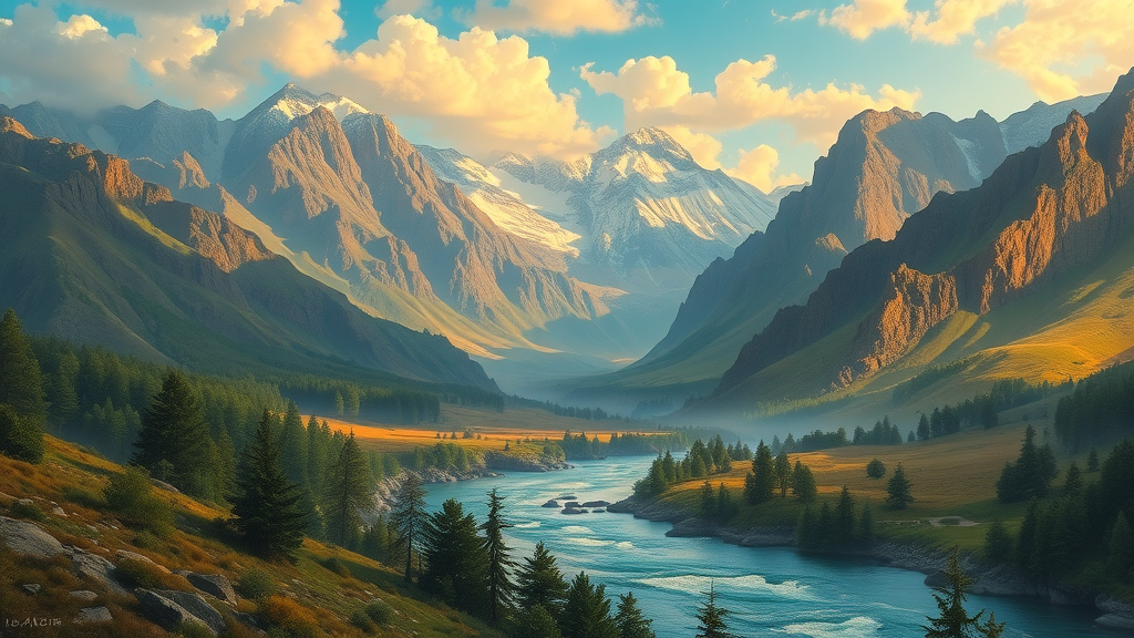 Classic landscape painting, landscape art capturing serene nature