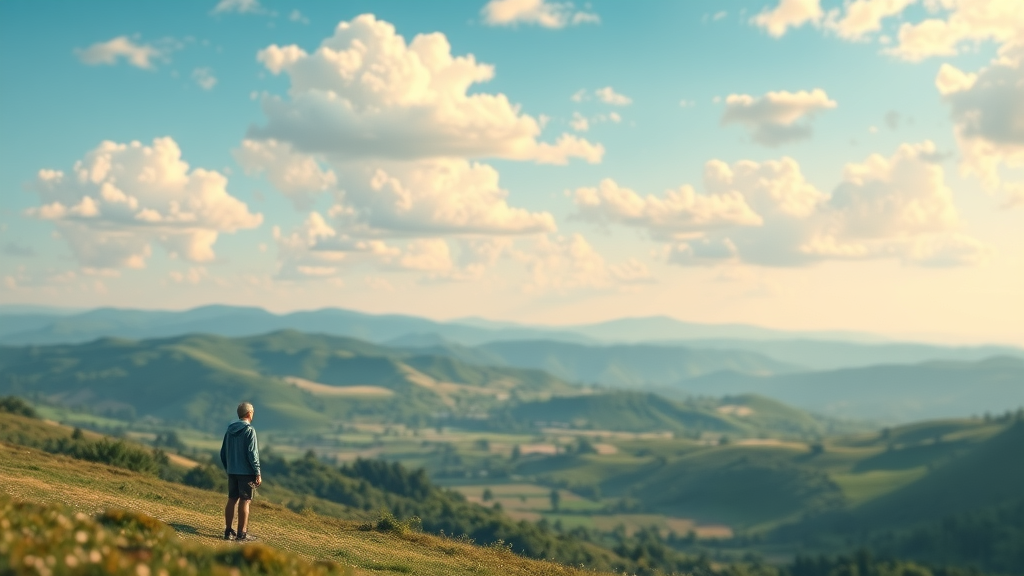 Idyllic landscape scene showcasing topography, landscape variety