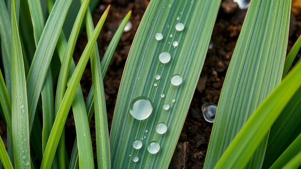 Kentucky Bluegrass Fine Fescue and Tall Fescue macro blades, showcasing various grass types for lawns