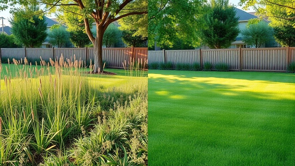 split-image before and after lawn weed control success weed killer