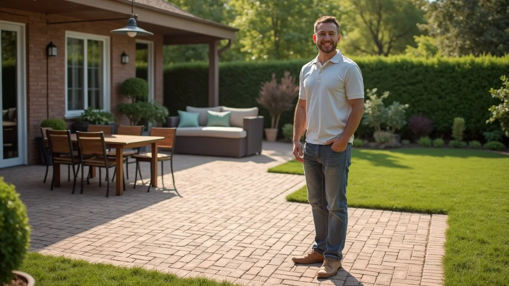 paver patio hardscape freshly installed outdoor living space