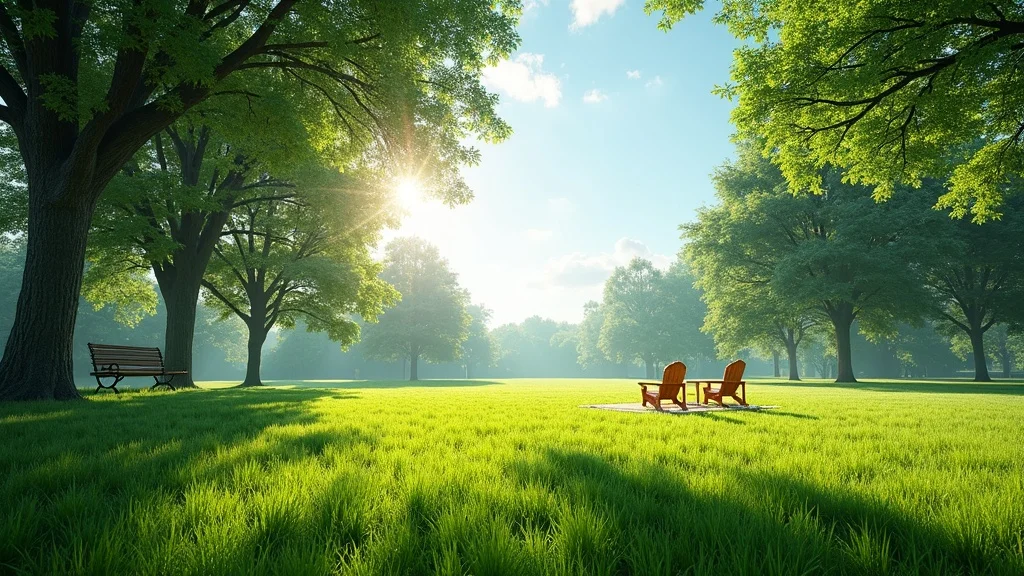 Vibrant, lush summer lawn grass type thriving under hot summer sunlight with deep green color