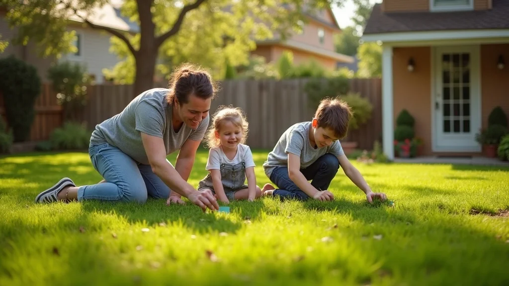 Family comparing summer lawn grass types, showing visual differences in color and density for top heat-tolerant grasses