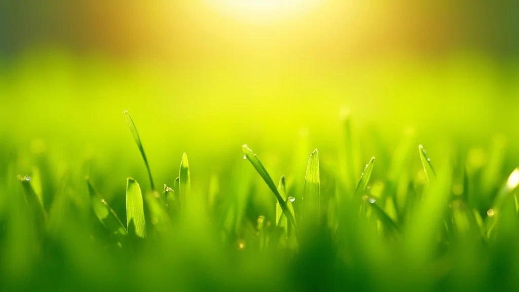 Close-up of Bermuda grass blades with dew, showing superior heat and drought tolerance for summer lawns